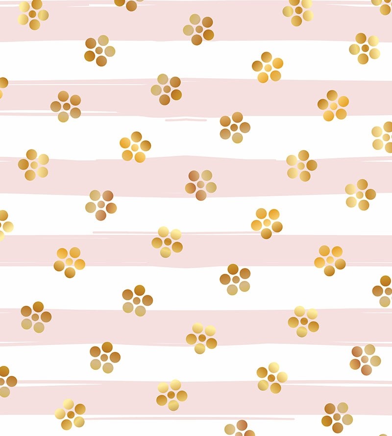 Papel de parede infantil Liz em tons de Branco, rosa e amarelo