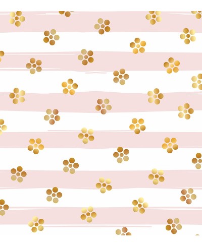 Papel de parede infantil Liz em tons de Branco, rosa e amarelo