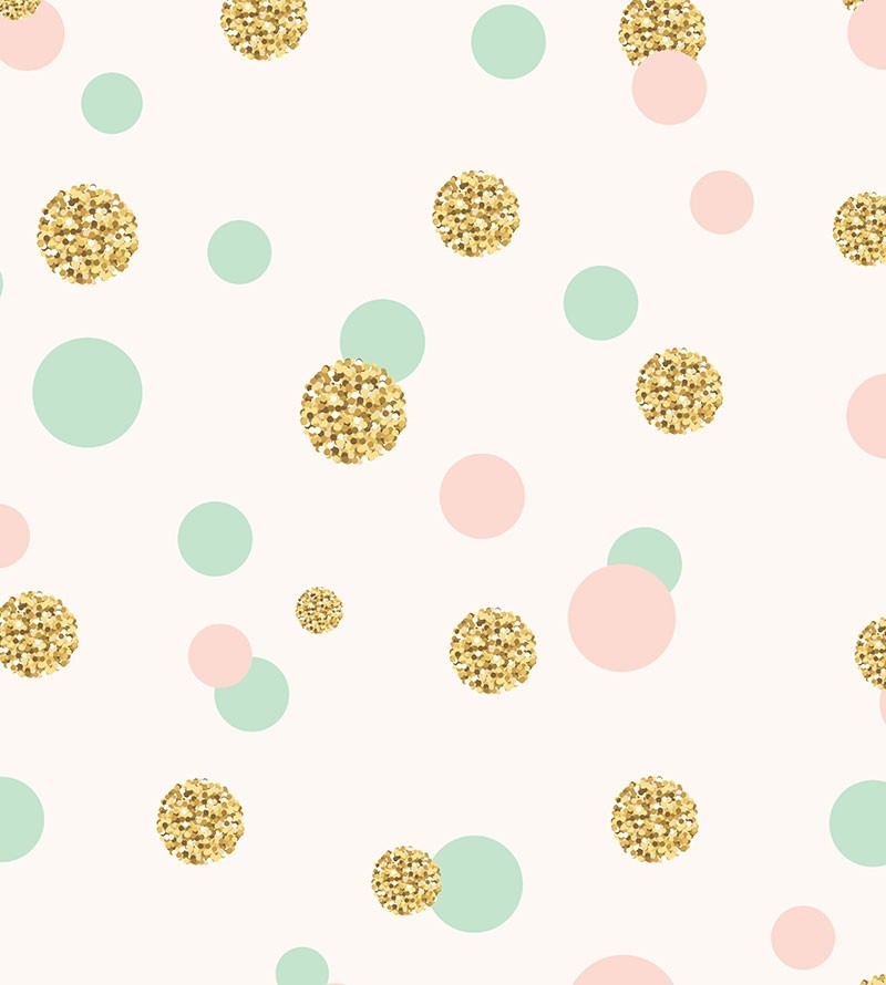 Papel de parede Golden Lara em tons de rosa, verde e gold