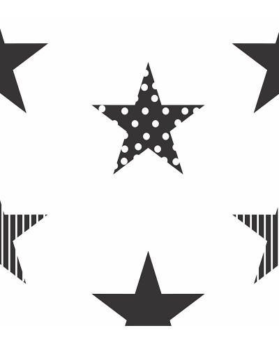 Papel de parede Estrela Black em tons de Branco, Preto e cinza Papel de parede Estrela Black em tons de Branco, Preto e cinza
