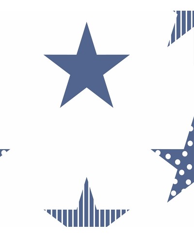 Papel de parede Estrela Blue em tons de Branco e Azul
