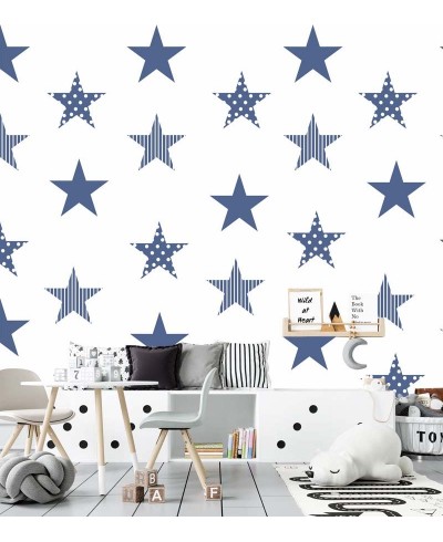Papel de parede Estrela Blue em tons de Branco e Azul