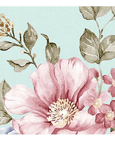 Papel de parede flores rosas e roxa com fundo verde marinho