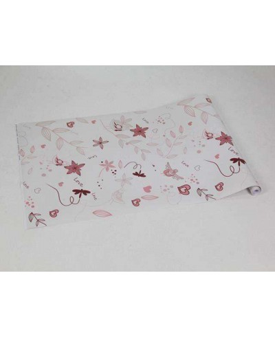 Papel de parede com rosa claro ao fundo e desenhos em tons das cores rosa e bordo - Infantil 61