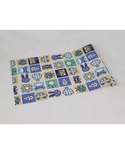 Papel de parede em tons de amarelo, azul, verde e branco - Infantil 76 Papel de parede em tons de amarelo, azul, verde e branco - Infantil 76