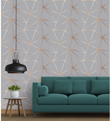 Papel de parede geométrico Gold Grey