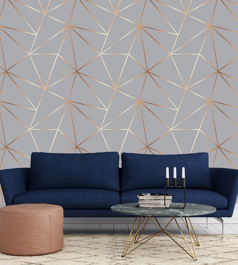 Papel de parede geométrico Gold Grey