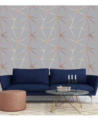 Papel de parede geométrico Gold Grey