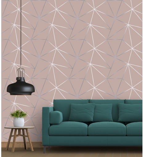 Papel de parede geométrico Carmim Silver