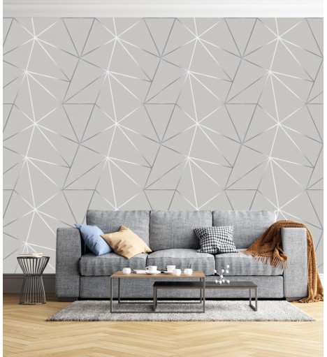 Papel de parede Geométrico Mescla Silver
