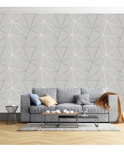Papel de parede Geométrico Mescla Silver