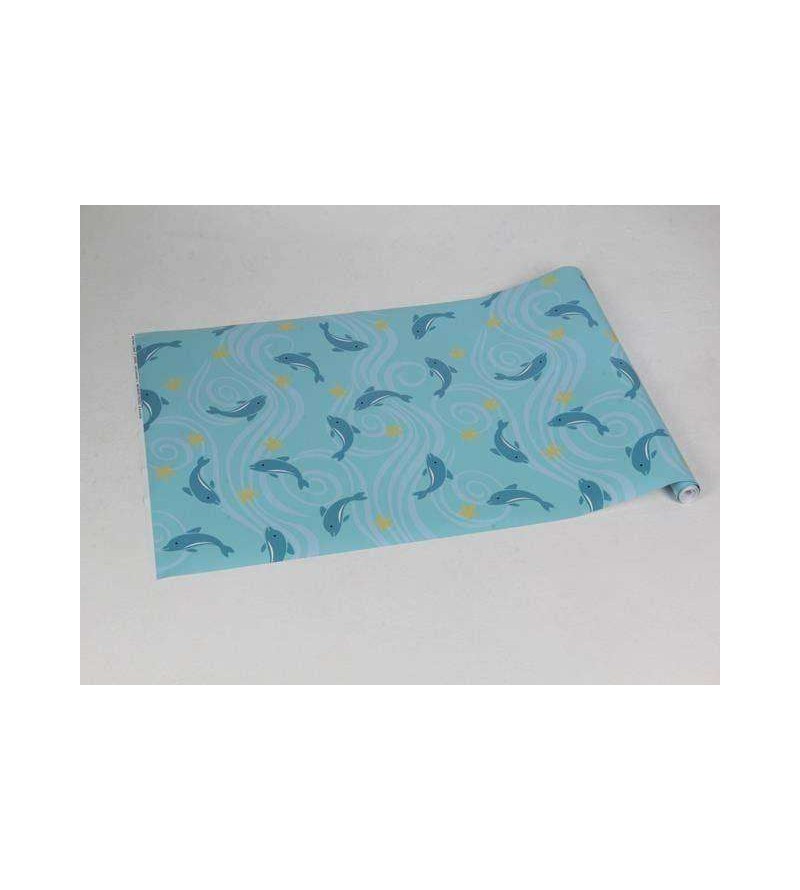 Papel de parede em tons de azul e amarelo - Infantil 77