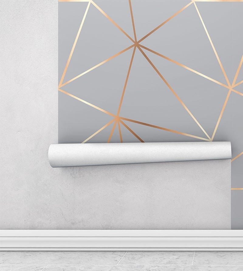 Papel de parede geométrico Gold Grey
