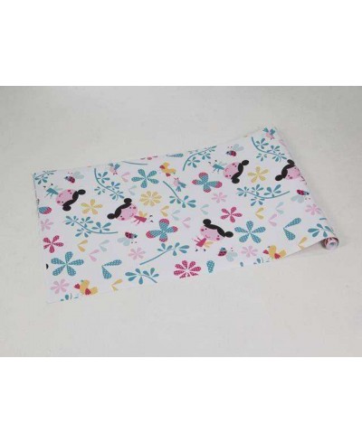 Papel de parede em tons de rosa, amarelo, azul e preto - Infantil 68