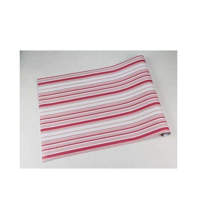 Papel de parede com listras em tons de rosa e branco - Listrado 110