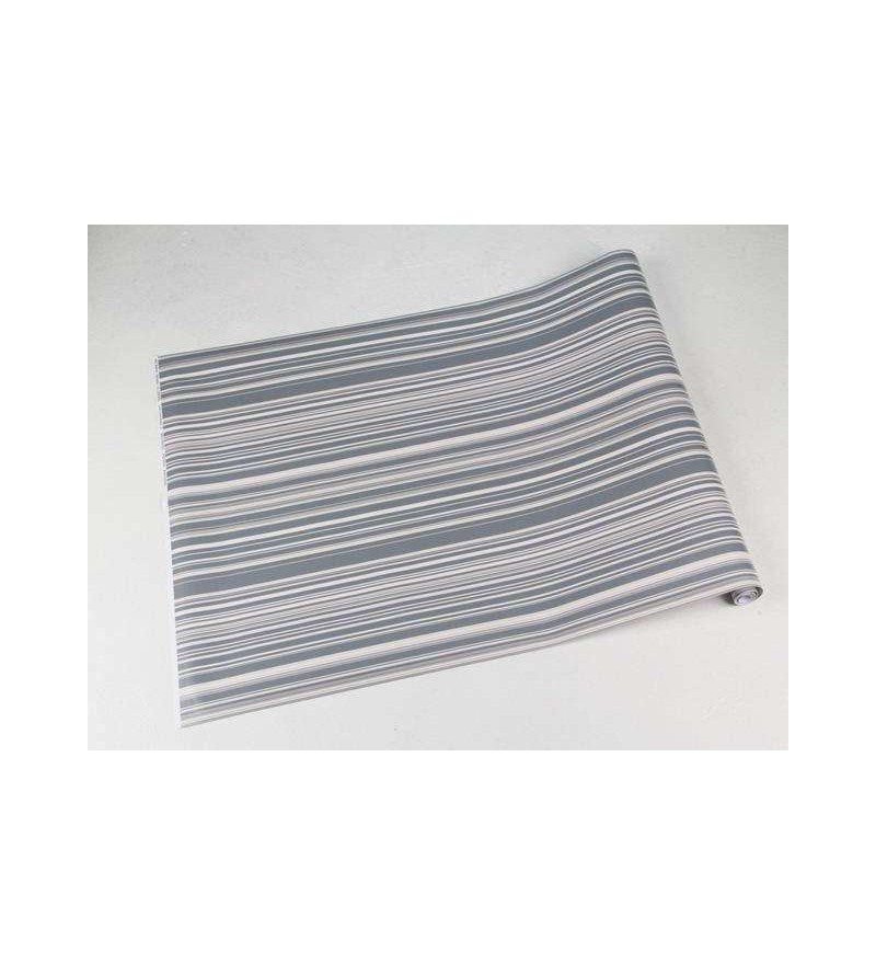 Papel de parede listrado cinza e creme