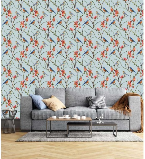 Papel de parede Campestre Sakura Blue