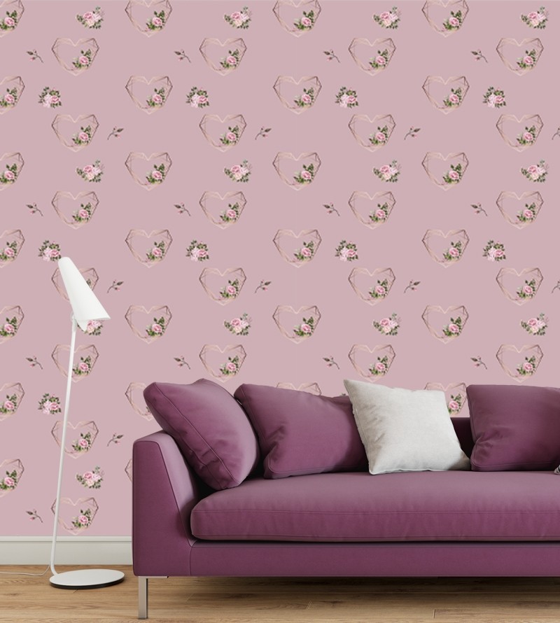 Papel de parede Flor e Coração Gold