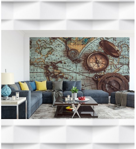 Papel de Parede Foto Mural Mapa e instrumentos