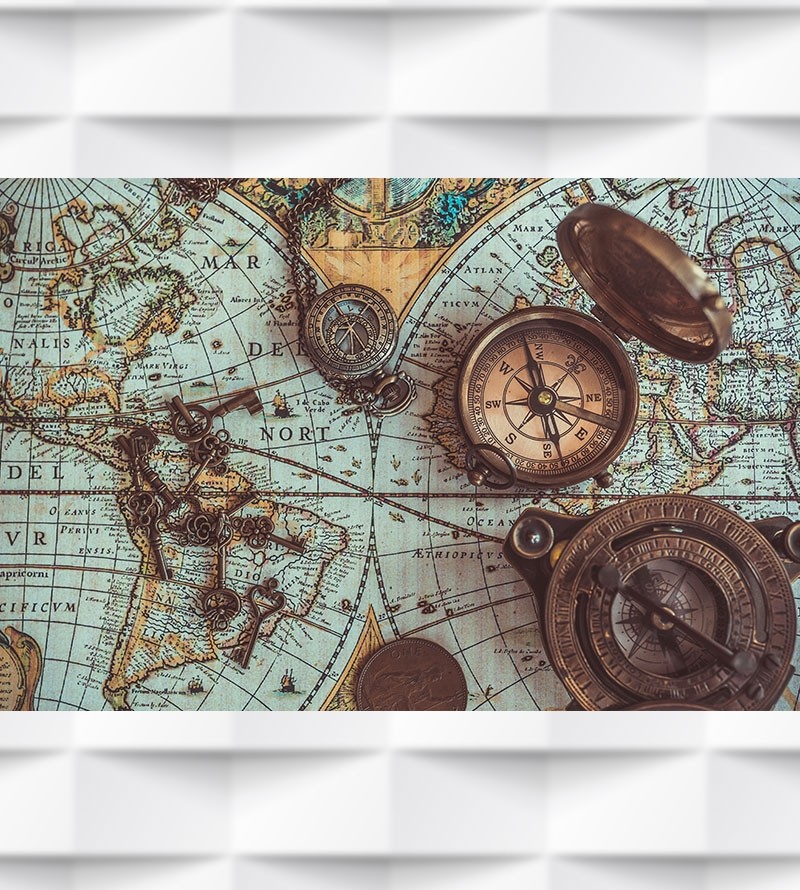 Papel de Parede Foto Mural Mapa e instrumentos