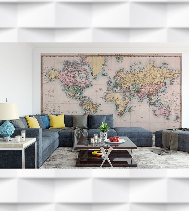 Papel de Parede Foto Mural Mapa Projeção de Mercator
