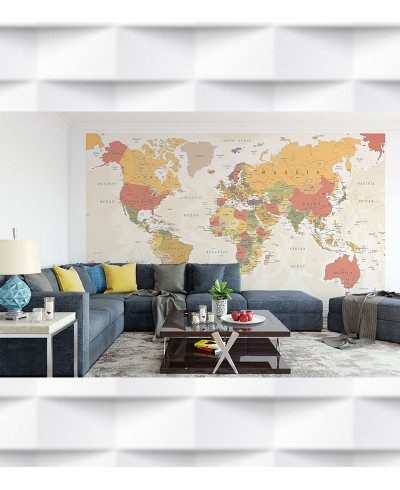 Papel de Parede Foto Mural Mapa Mundi Cores Papel de Parede Foto Mural Mapa Mundi Cores