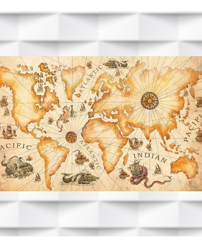 Papel de Parede Foto Mural Mapa Mundi Monstros do Oceano