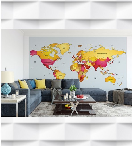 Papel de Parede Foto Mural Mapa Mundi Nomes