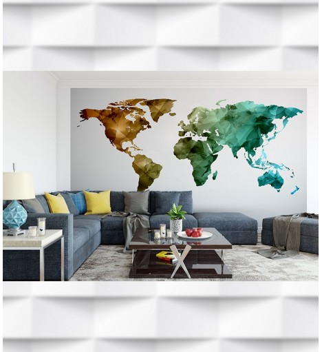 Papel de Parede Foto Mural Mapa Mundi Cores