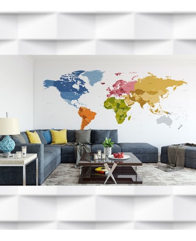 Papel de Parede Foto Mural Mapa Mundi Cores e Nomes
