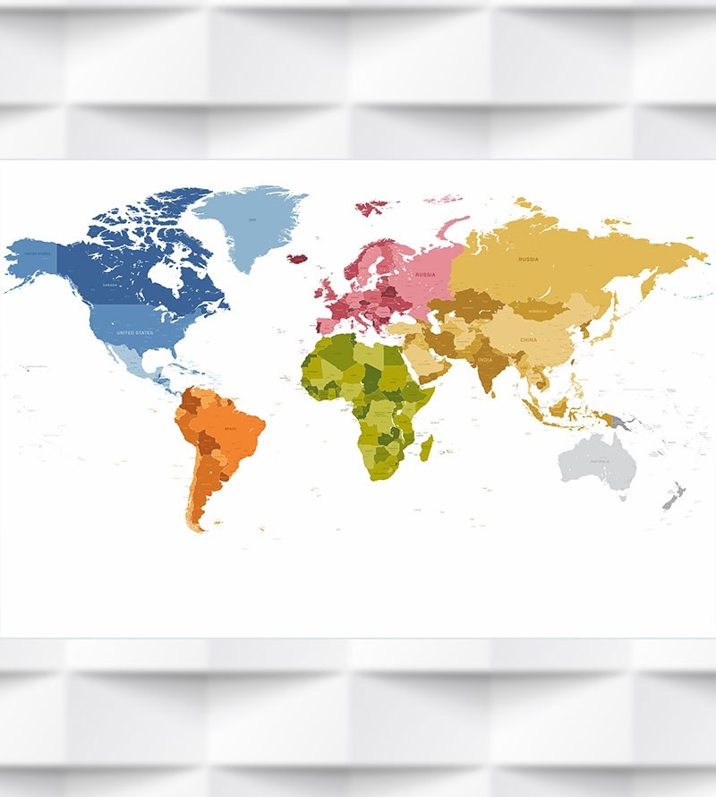 Papel de Parede Foto Mural Mapa Mundi Cores e Nomes