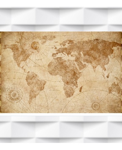 Papel de Parede Foto Mural Mapa Mundi Oceanos e Meridianos