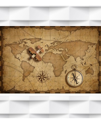 Papel de Parede Foto Mural Mapa Mundi Rosa dos Ventos