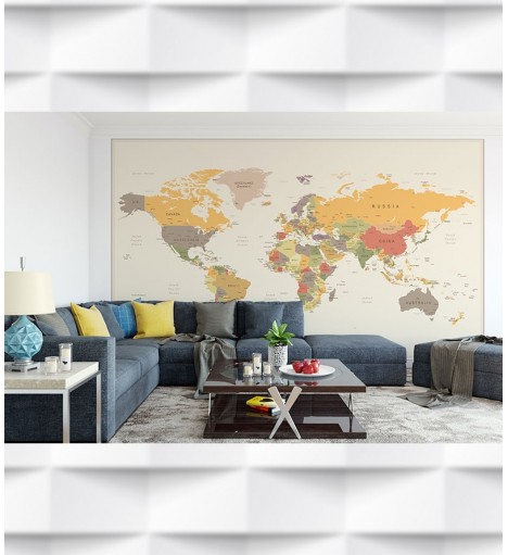 Papel de Parede Foto Mural Mapa Mundi Político