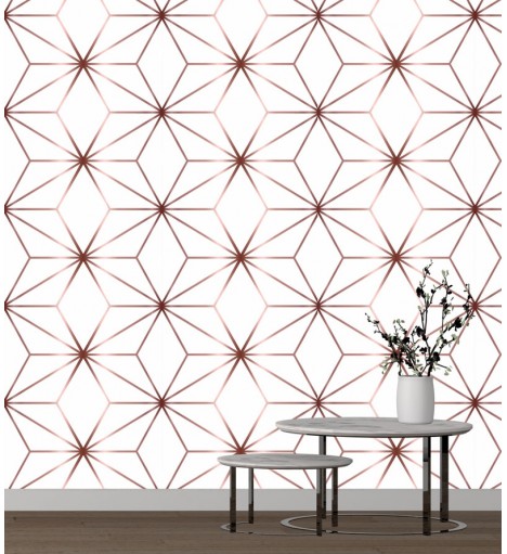 Papel de Parede Brisa tons de Branco e Cobre