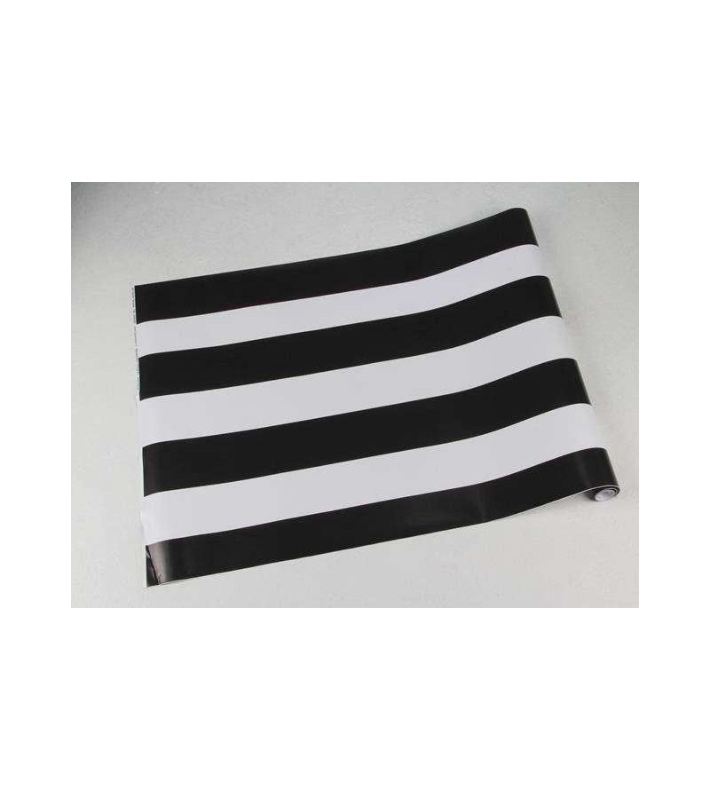 Papel de parede com listras preta e branca com 9 cm - Listrado 136
