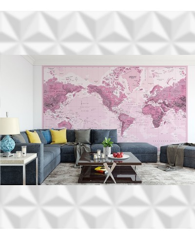 Papel de Parede Foto Mural Mapa Mundi Em tons de Rosa