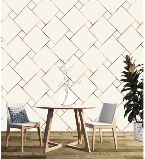 Papel de Parede Diamond Gisela em Tons de bege e Cobre