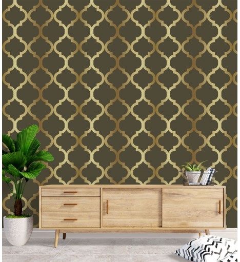 Papel de Parede Diamond Trel amarelo e bege