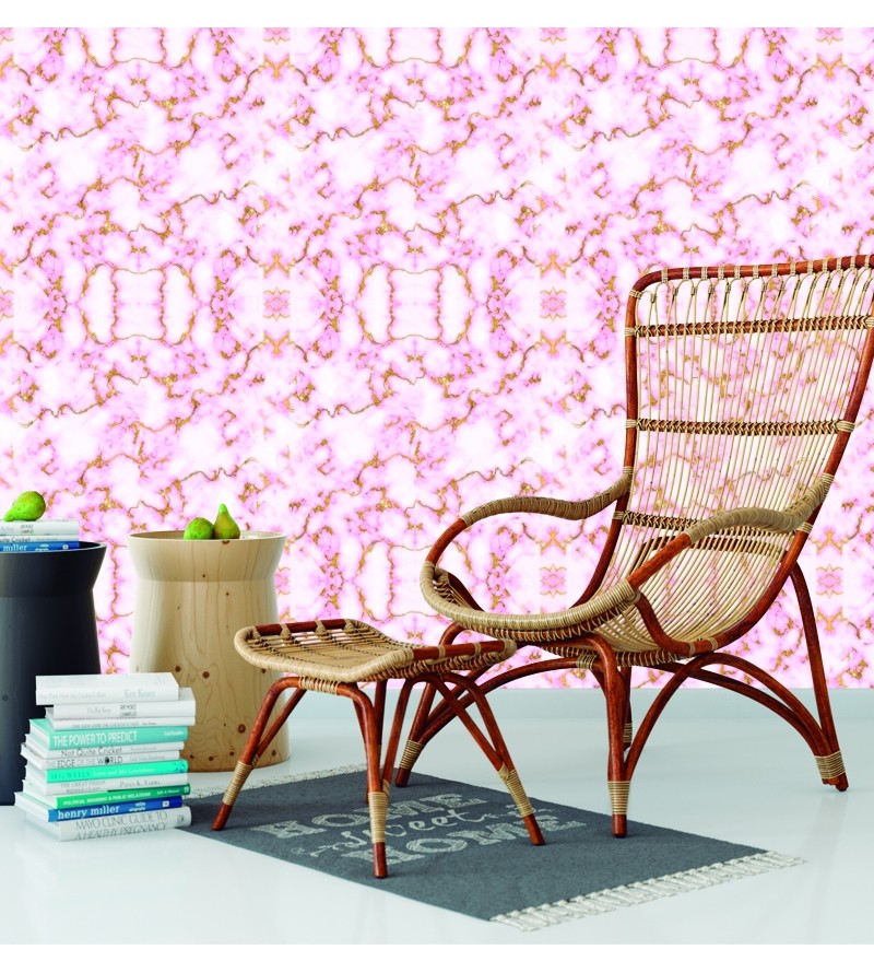 Papel de parede Mármore Rosa e dourado