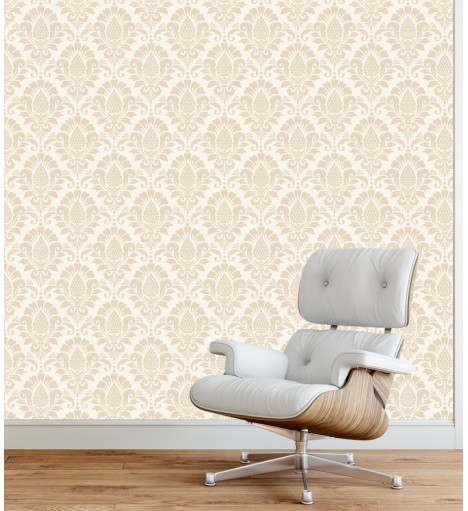 Papel de parede Arabesco em tons de Bege e Branco