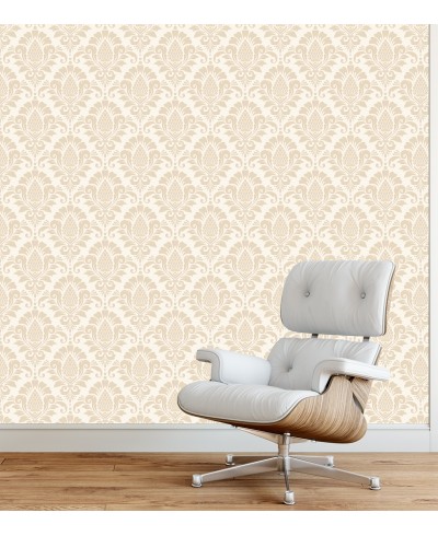 Papel de parede Arabesco em tons de Bege e Branco Papel de parede Arabesco em tons de Bege e Branco