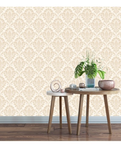 Papel de parede Arabesco em tons de Bege e Branco Papel de parede Arabesco em tons de Bege e Branco