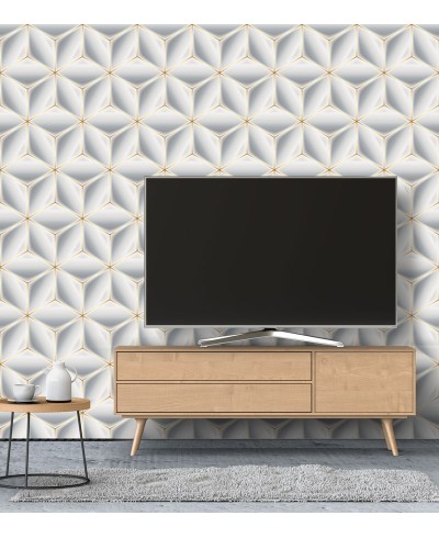 Papel de Parede 3D Hexágonos gold