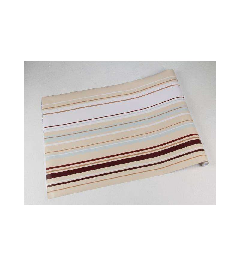 Papel de parede listrado nude, vermelho, marrom e cinza