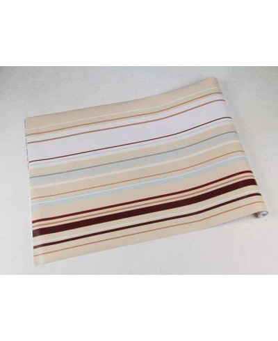 Papel de parede listrado nude, vermelho, marrom e cinza