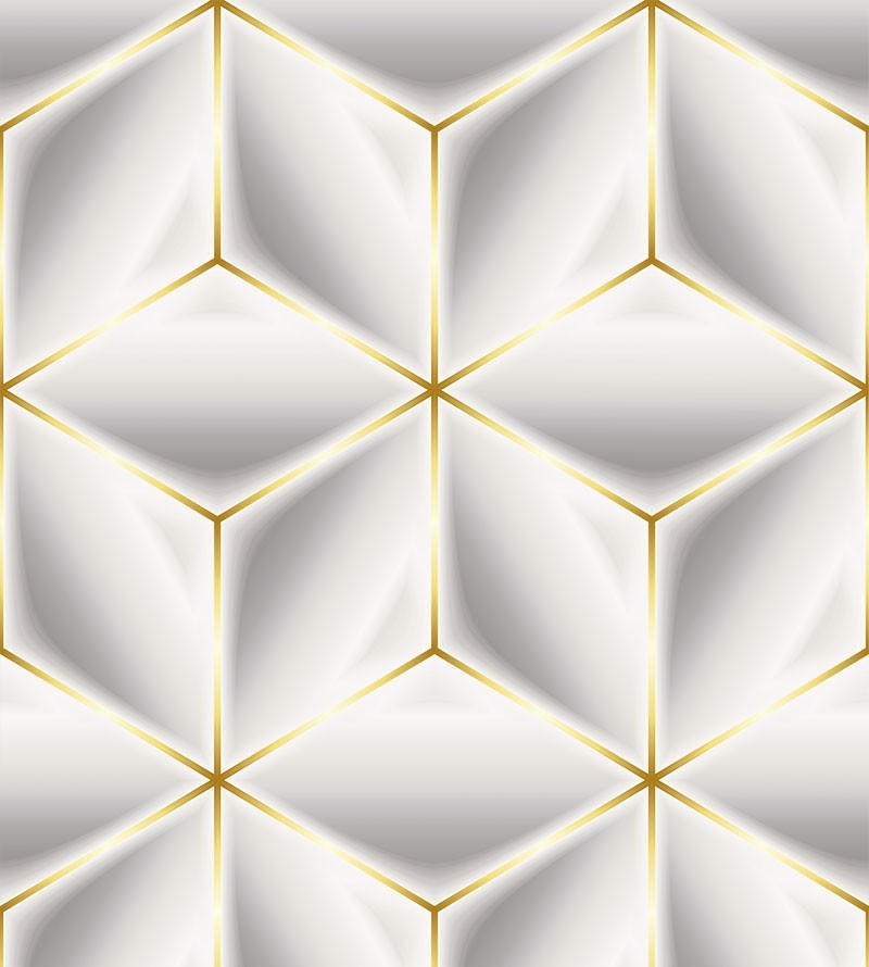 Papel de Parede 3D Hexágonos gold