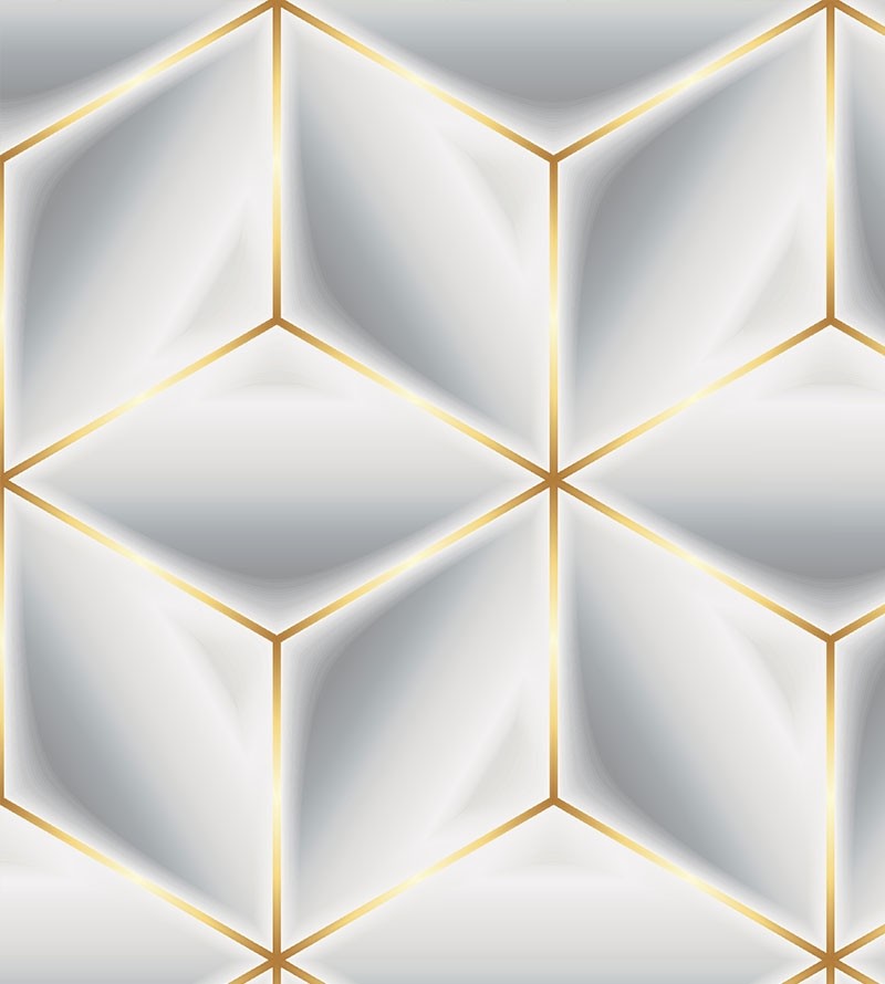 Papel de Parede 3D Hexágono Domus Gold