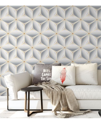 Papel de Parede 3D Hexágono Domus Gold