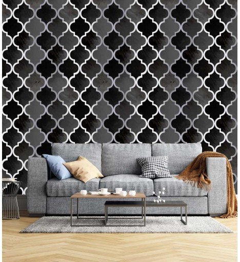Papel de Parede Diamond Marrocos em tons de preto e cinza